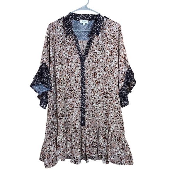 Umgee Womens Animal Print Oversized Flowy Blouse Sz Medium - Picture 1 of 16